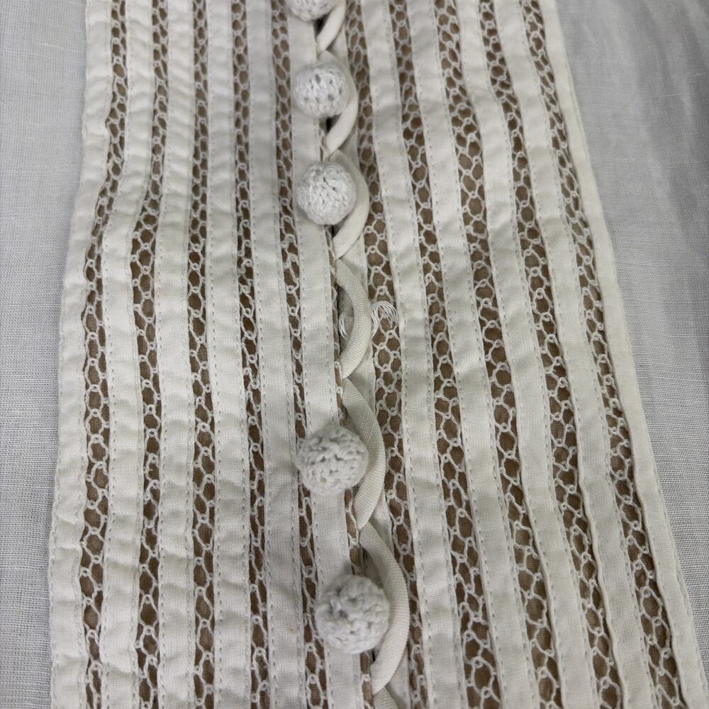 NWOT Soft Surroundings White/Tan Buttonfront Lace/Crocheted Button Blouse Small - Picture 6 of 14